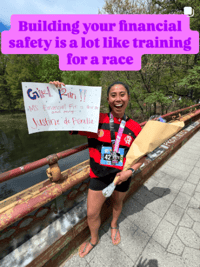 This weekend, I crossed the finish line at the @brooklynexperiencehalf!  All the training and hard work paid off—ended up running my fastest half marathon in two years!  Today, I celebrate not just medal around my neck but the discipline that was put in.  You see—building your financial safety net is a lot like training for a race:  ✨ It takes commitment ✨ Progress feels slow sometimes—but every step counts ✨ You have to pace yourself, not sprint ✨ There are moments when you want to quit, but you keep going because you owe it to your future self  Every savings deposits, debt payment, boundary you set is a mile closer to your financial line of financial freedom.  Whether you’re running your first mile or saving your first $100, YOU ARE DOING IT.  Keep showing up for yourself, friend!  Stay empowered, Justine ��