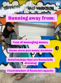 …all while SMILING!  It starts with running (or walking) away from what no longer serves you.  If you’re rebuilding after abuse, do your best to avoid these 4:  ♦️ Fear of managing money  This could be avoiding budgeting, saving, paying down debt, opening bills, and/or reviewing accounts.  YOU CAN BE TRUSTED WITH MONEY  ♦️ Shame about past money decisions  We all make financial choices that may not have been great BUT served us at the time.  RELEASE THE SHAME BY PRACTICING SELF-COMPASSION  ♦️ Relationships that are financially draining  Relationships that ask more than what you are willing to give can be exhausting, and can compromise your long-term security.  SET BOUNDARIES. THEY ARE ESSENTIAL.  ♦️ Fixed mindset of financial capacity  You tell yourself “I’m bad with money.” This type of money belief can be limiting your growth.  Truth is—LEARNING ABOUT MONEY IS A SKILL, NOT A CHARACTERISTIC.  Keep these in mind as you reclaim your financial independence!  Big hug, Justine ��