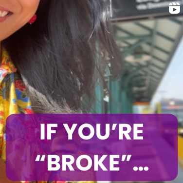 If you're 'broke'... - woman smiling with financial empowerment message to help women overcome financial struggles