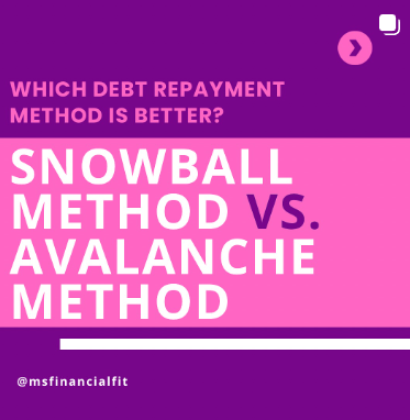 Snowball Method vs. Avalanche Method - comparison graphic of two popular debt repayment strategies for better financial management